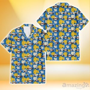 San Francisco Giants Yellow White Hibiscus Powder Blue Background 3D Hawaiian Shirt Gift For Fans Product Photo 1