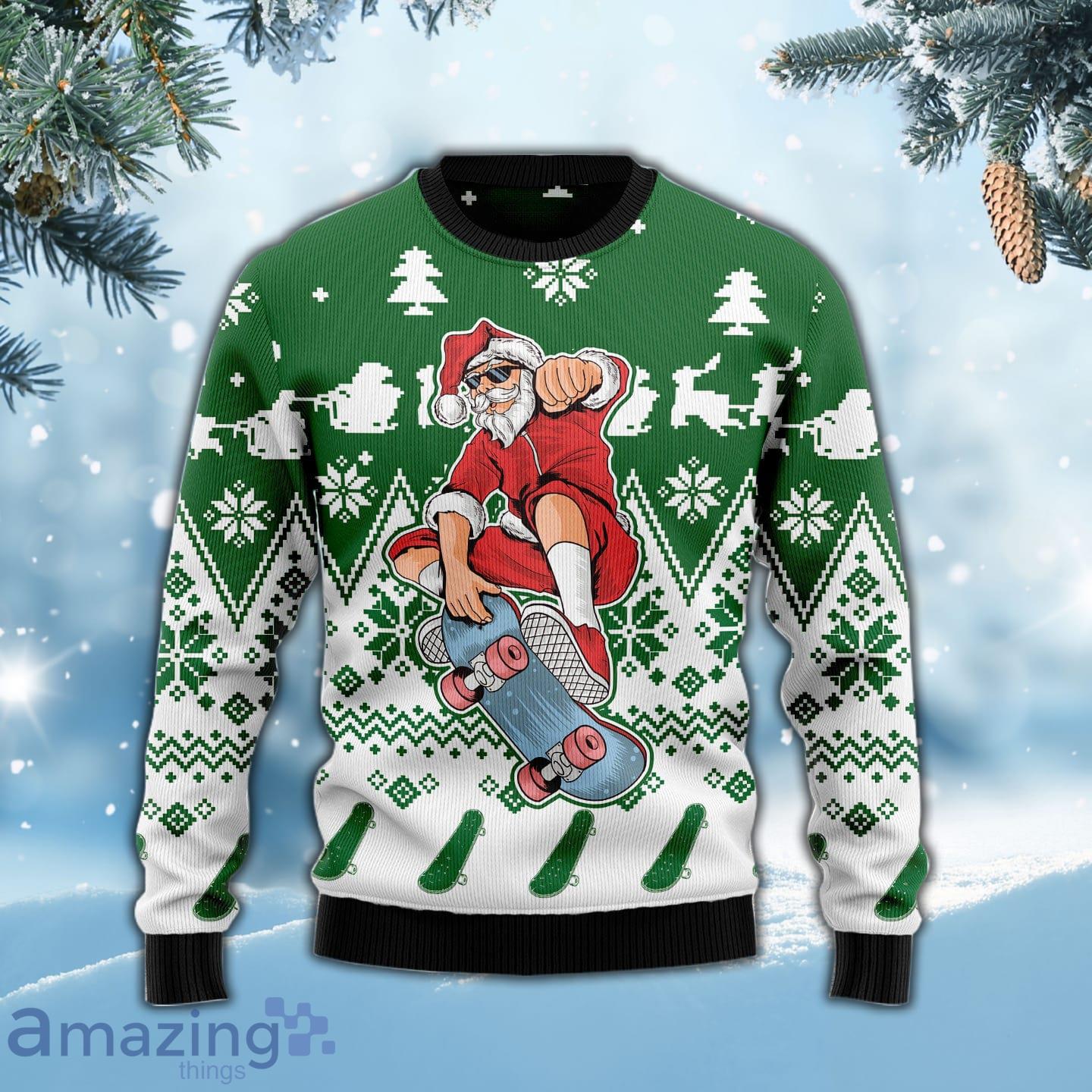 Santa Claus Skateboarding Special Design For Christmas Holiday 3D Sweater Product Photo 1