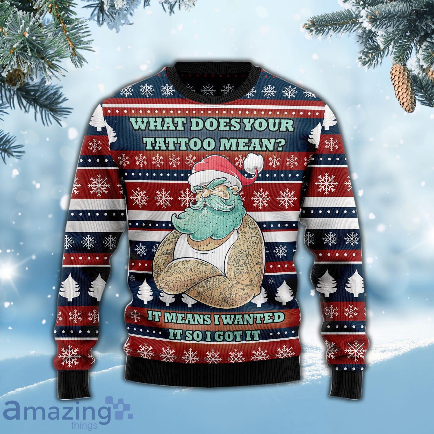 Detroit Lions Christmas Santa Claus Tattoo Ugly Sweater For Men Women -  Banantees