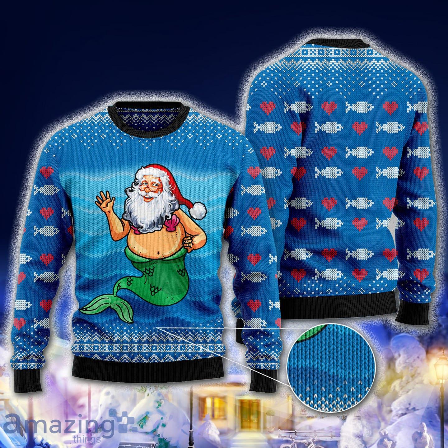 Satan Claus Mermaid Special Design For Christmas Holiday Ugly Christmas Sweater Product Photo 1