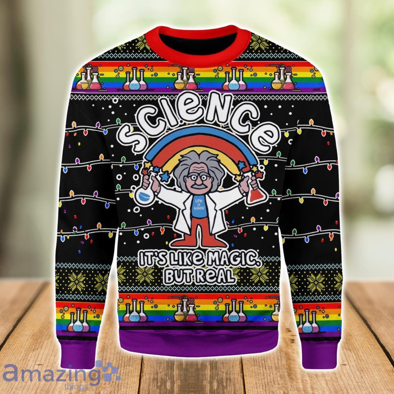 Science LGBT Unicorn Ugly Christmas Sweater Xmas Gift Christmas Gift Sweater Product Photo 1