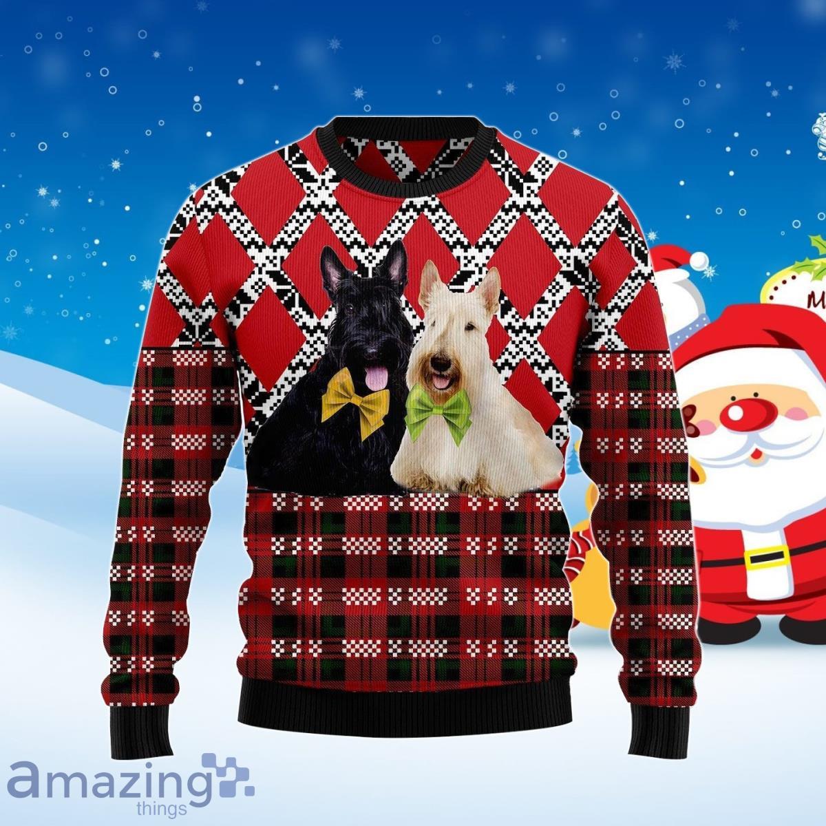 Scottish Terrier Black And White Ugly Christmas Sweater Unique Gift Product Photo 1 Scottish Terrier Black And White Ugly Christmas Sweater Unique Gift Product Photo 1