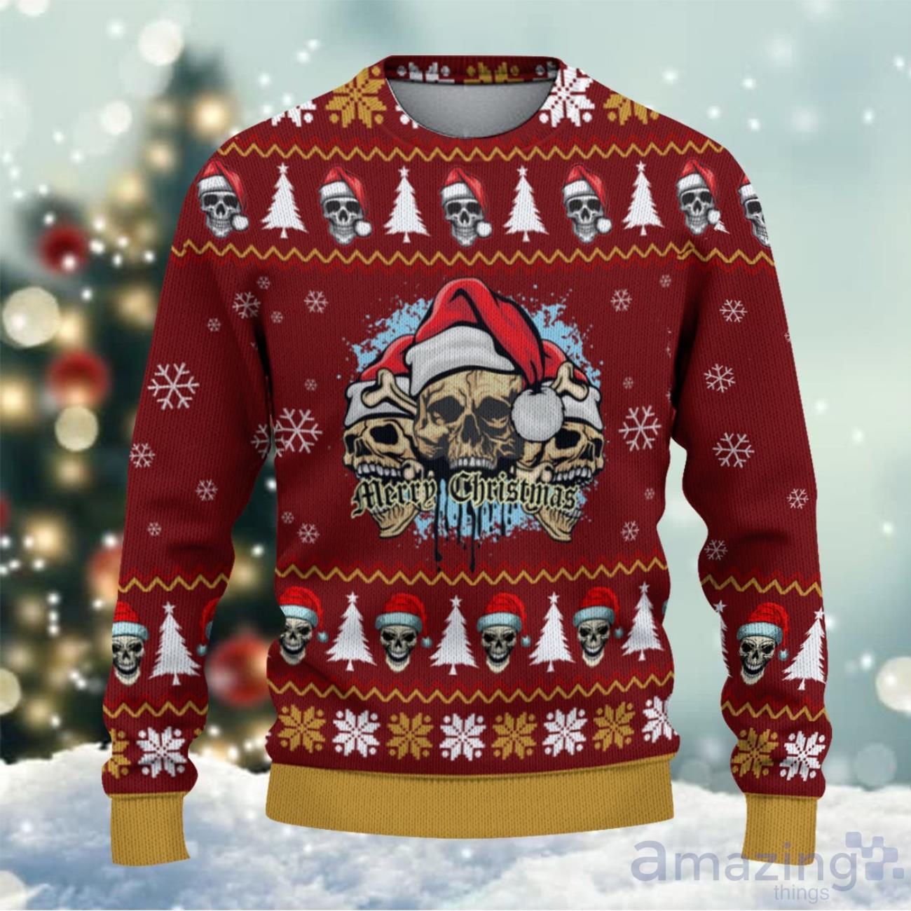 Pittsburgh Steelers Fans Skull Holiday Knitted Christmas Sweater