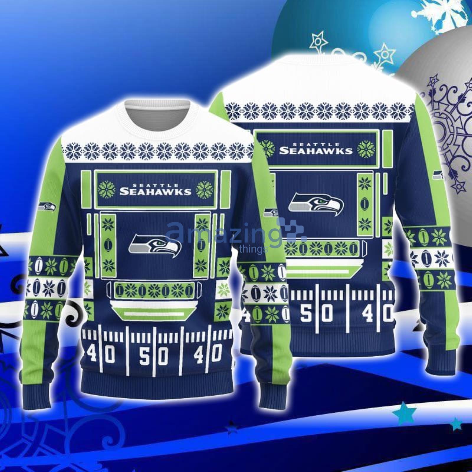 Seattle Seahawks Christmas Bal Snowflake Pattern Winter Ugly Christmas  Sweater