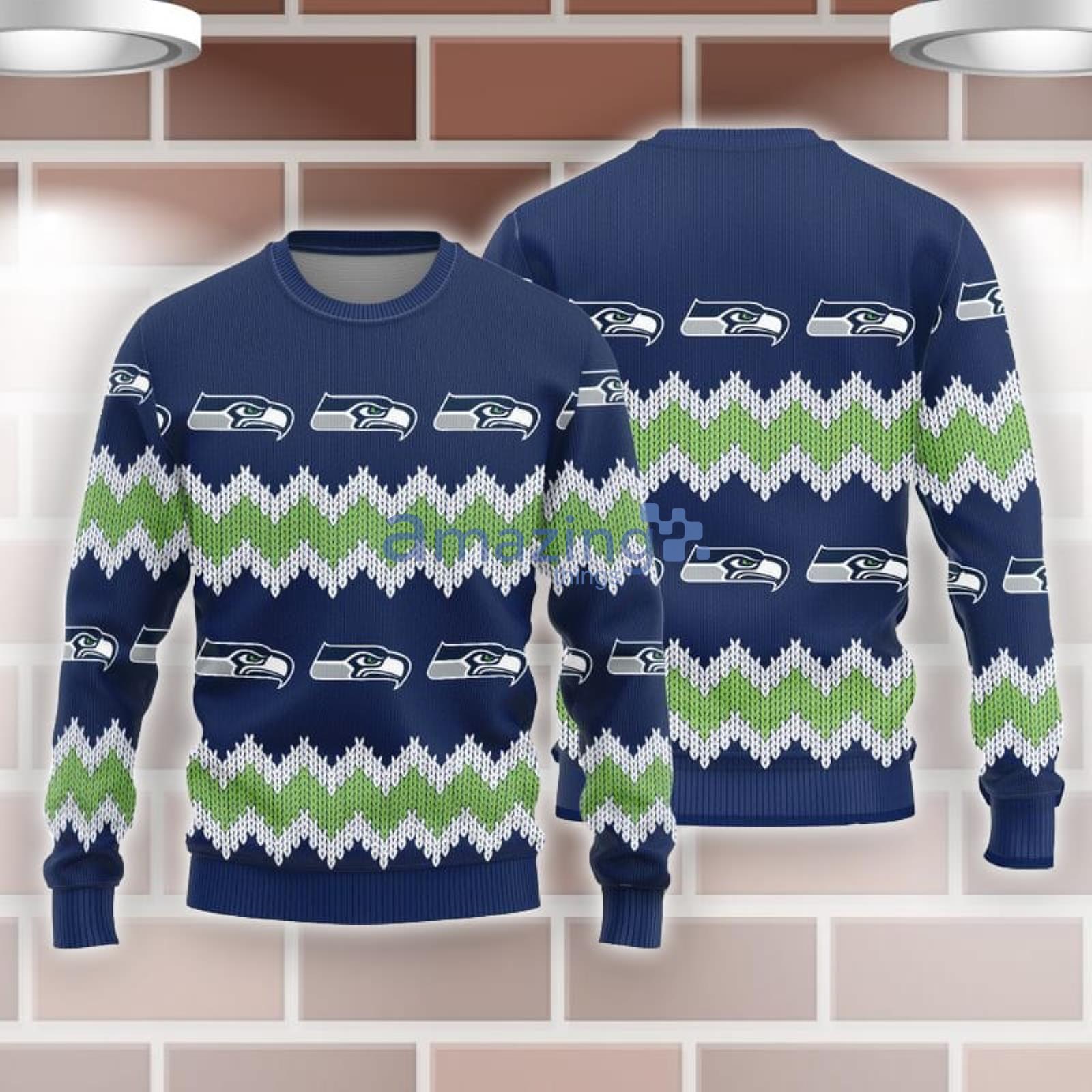 Seattle Seahawks Christmas Pattern Sweater Fabric Unisex Ugly