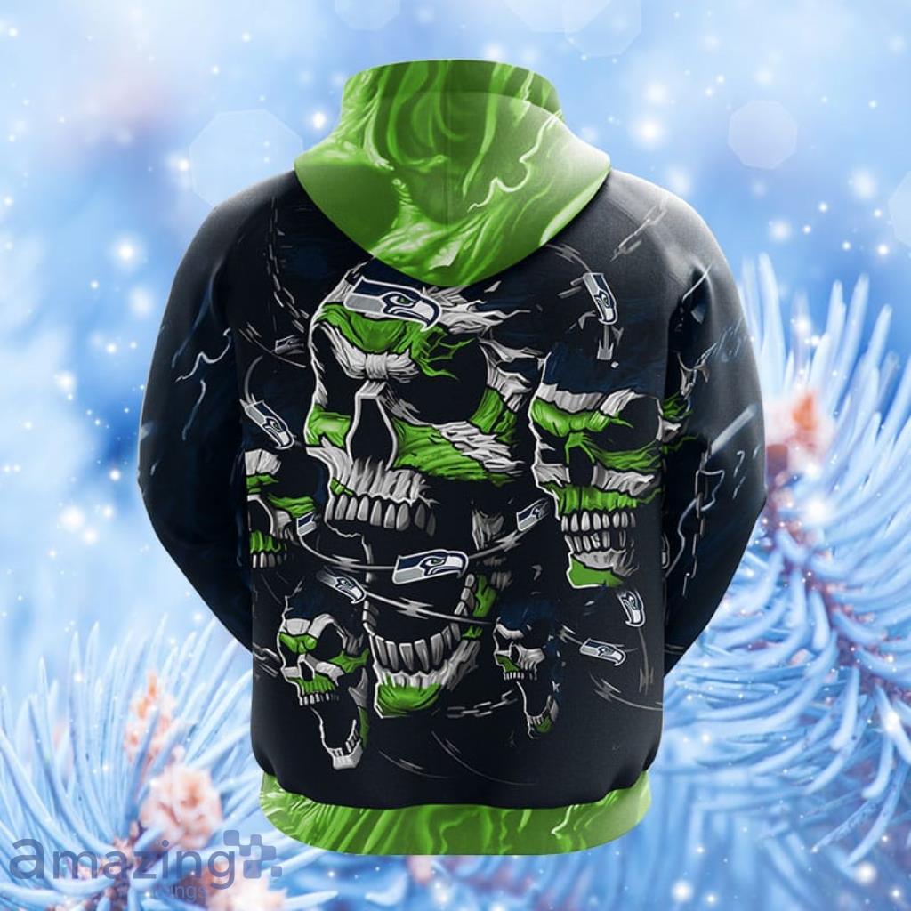 Seattle Seahawks NFL Skull Funny Green Hoodie, Zip Hoodie 3D All