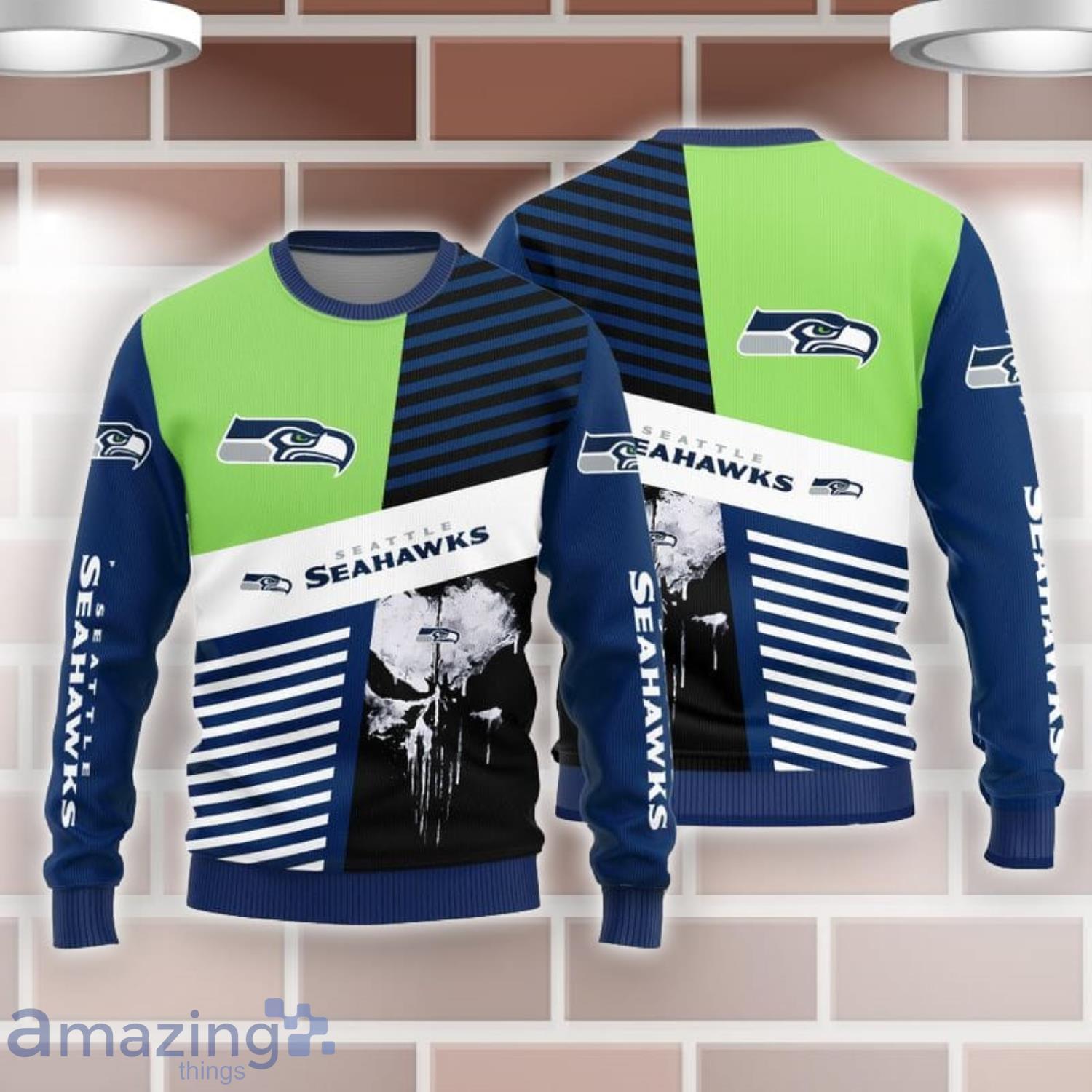 Seattle Seahawks Skull Custom Name 3D All Over Printed Shirt