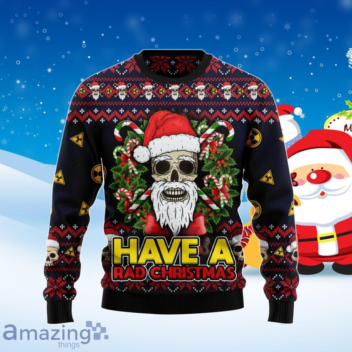 Skull Have A Rad Christmas Ugly Christmas Sweater Unique Gift Product Photo 1