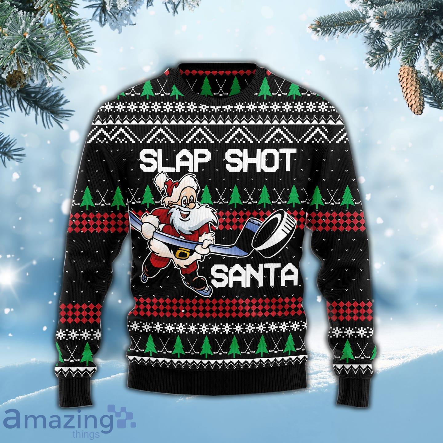 Slap Shot Santa Hockey All Over Print 3D Sweater Product Photo 1