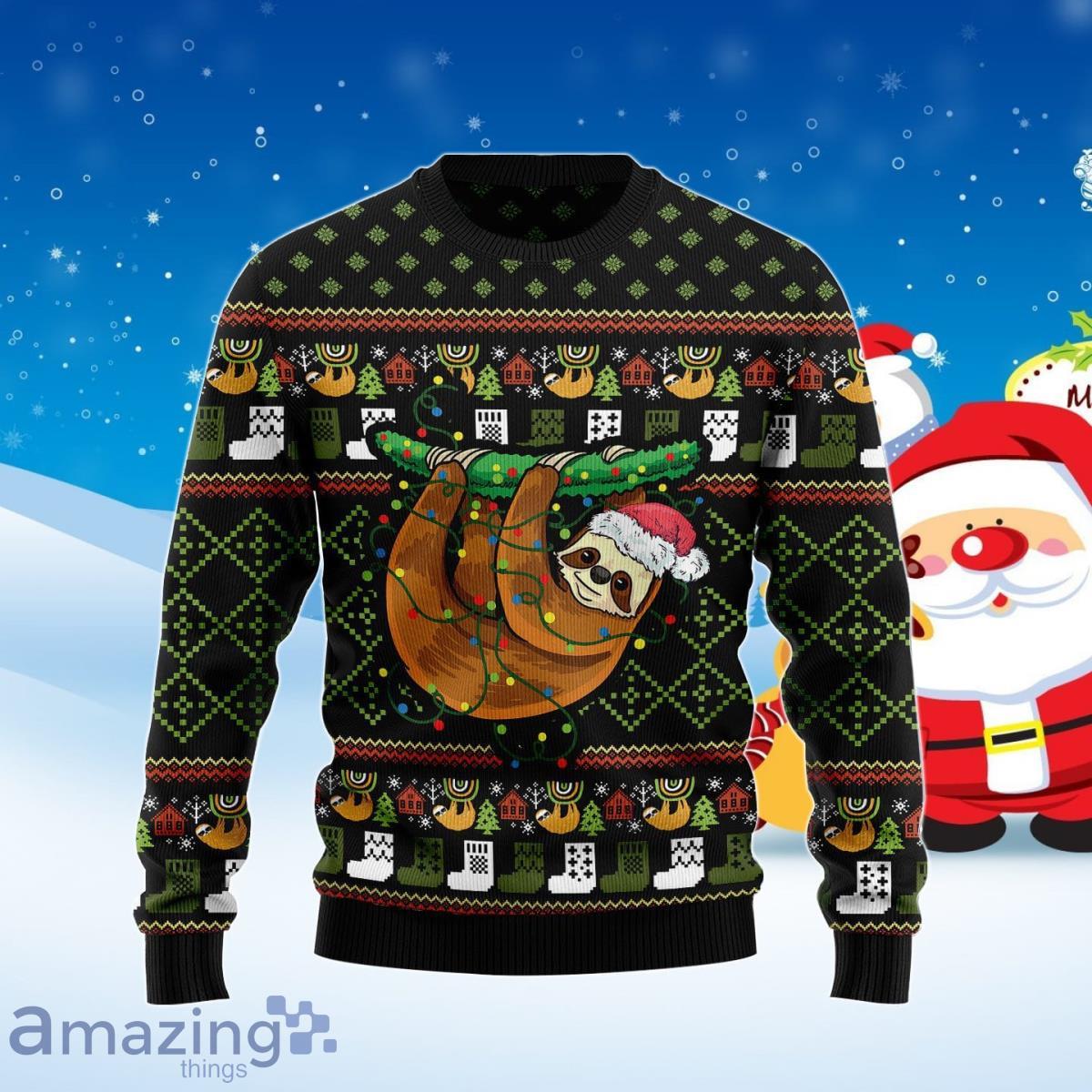 Sloth Light Ugly Christmas Sweater Unique Gift Product Photo 1