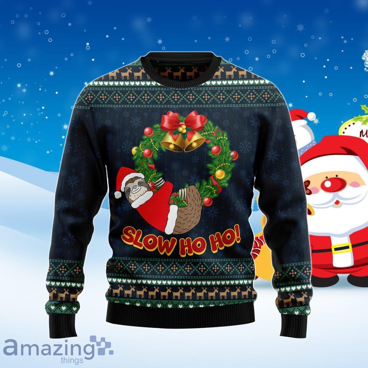 Sloth Slow Ho Ho Ugly Christmas Sweater Unique Gift Product Photo 1