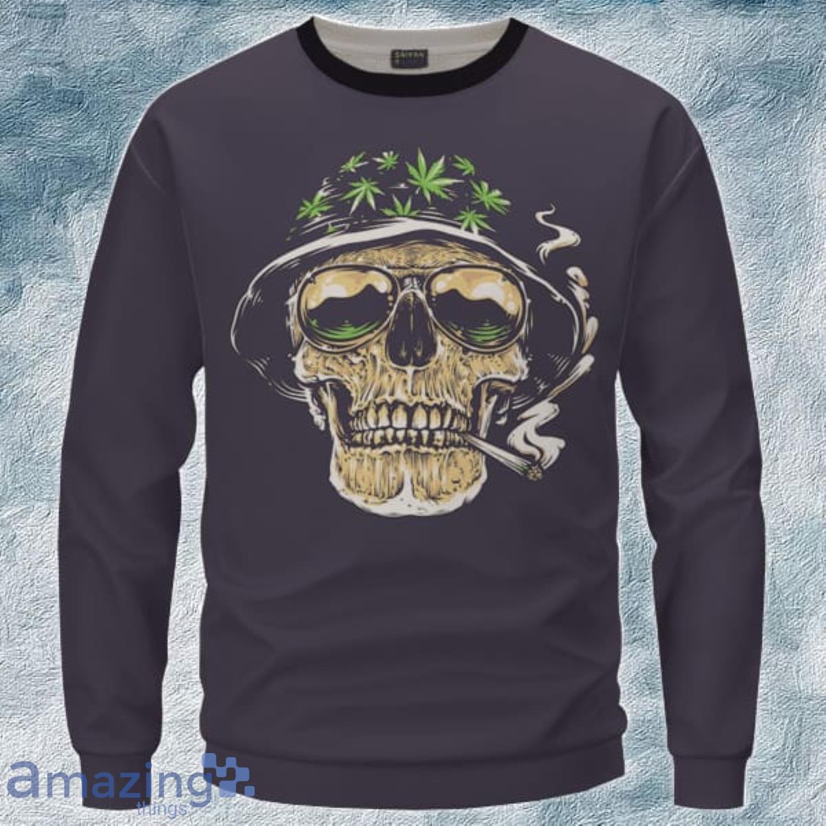 Smoking Joint Skull Marijuana Weed Amazing Dope 3D Sweater Product Photo 1