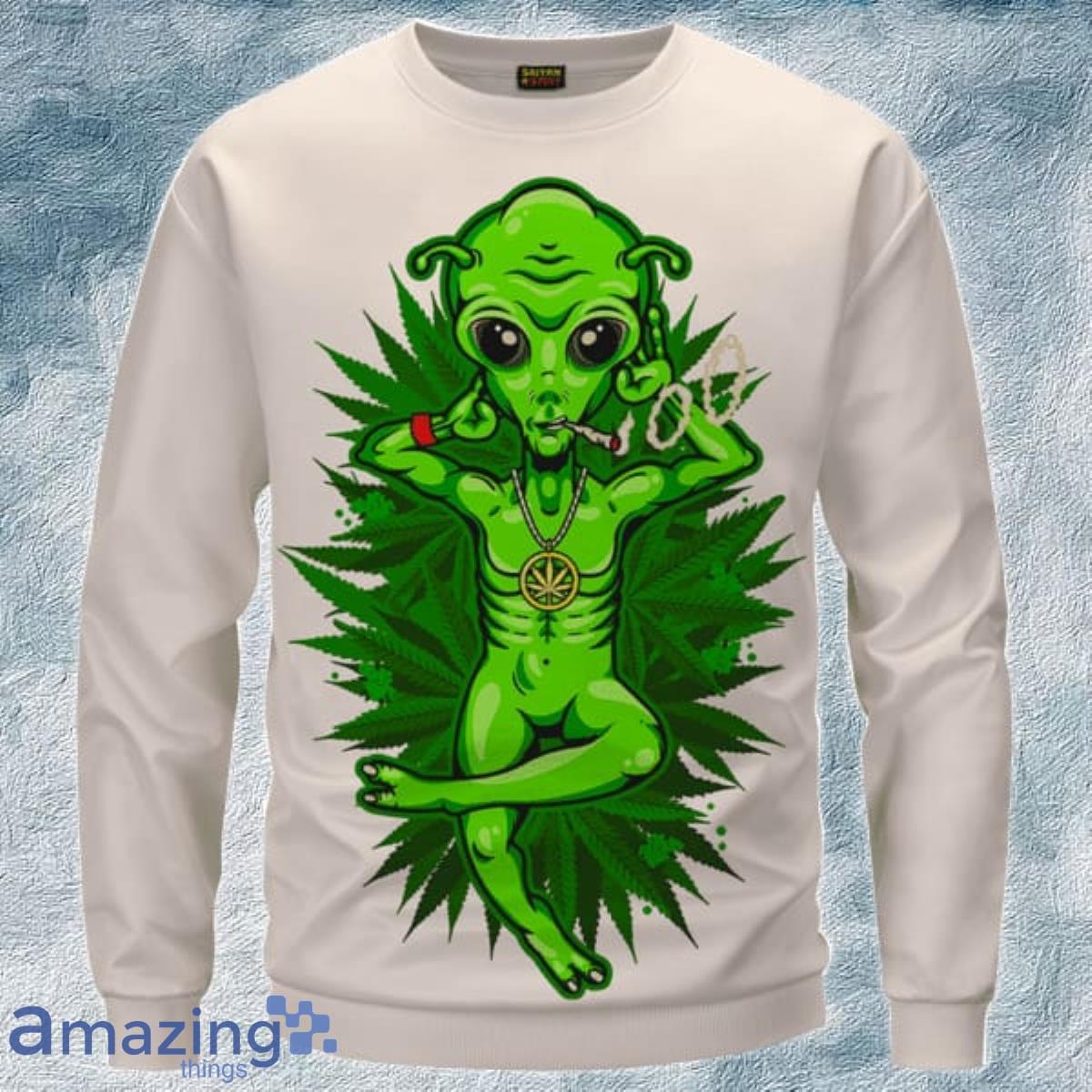 Smoking Marijuana Dope Alien Cool Art 3D Sweater Product Photo 1