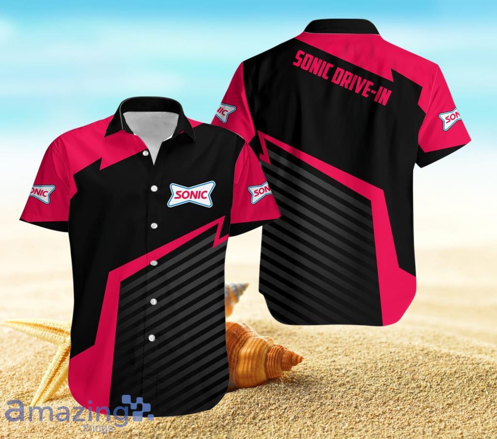 Sonic Drive-In Logo Dark Pink And Balck Hawaiian Shirt For Men And Women Product Photo 1