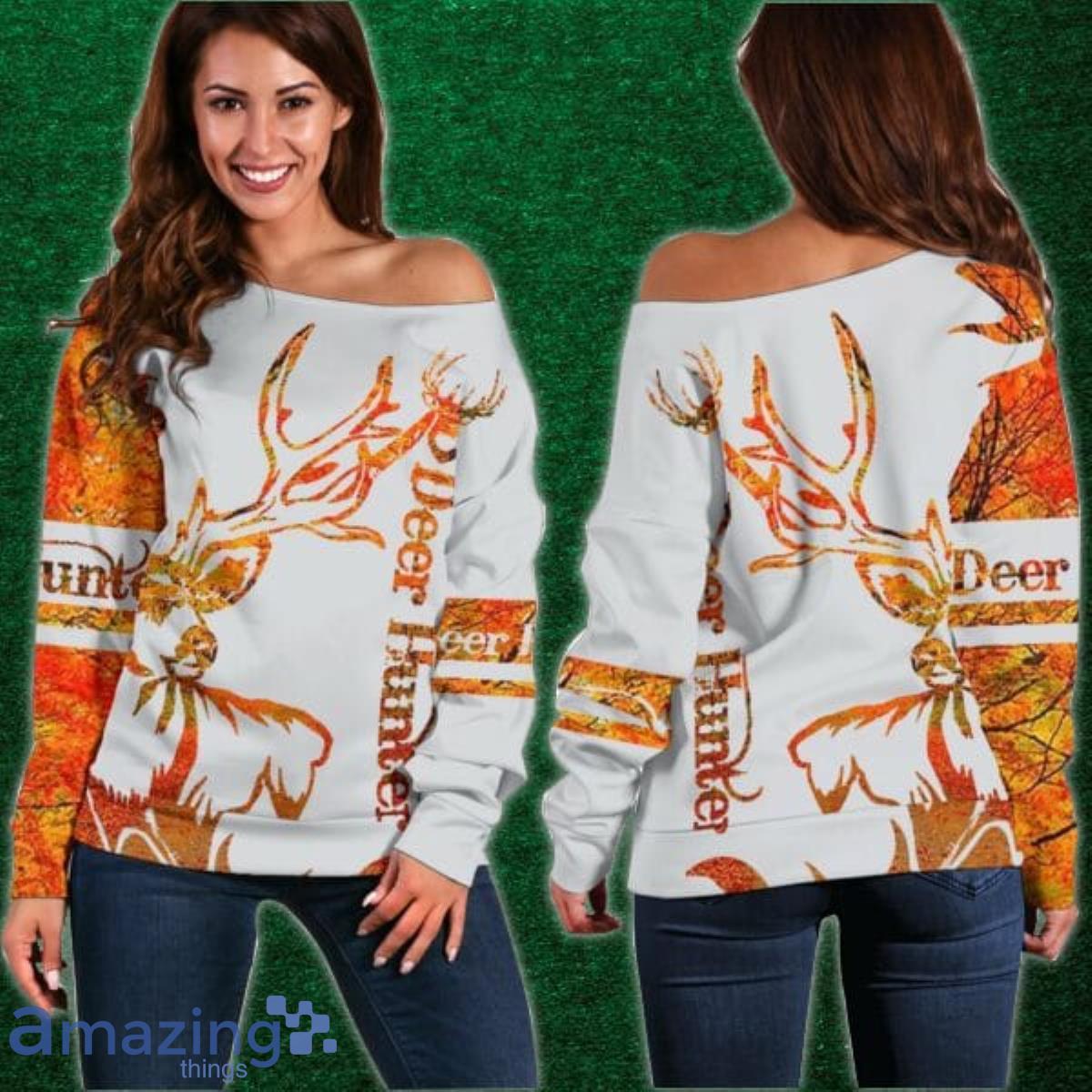 Spread Store Deer Hunter Shoulder Sweater Impressive Gift Product Photo 1