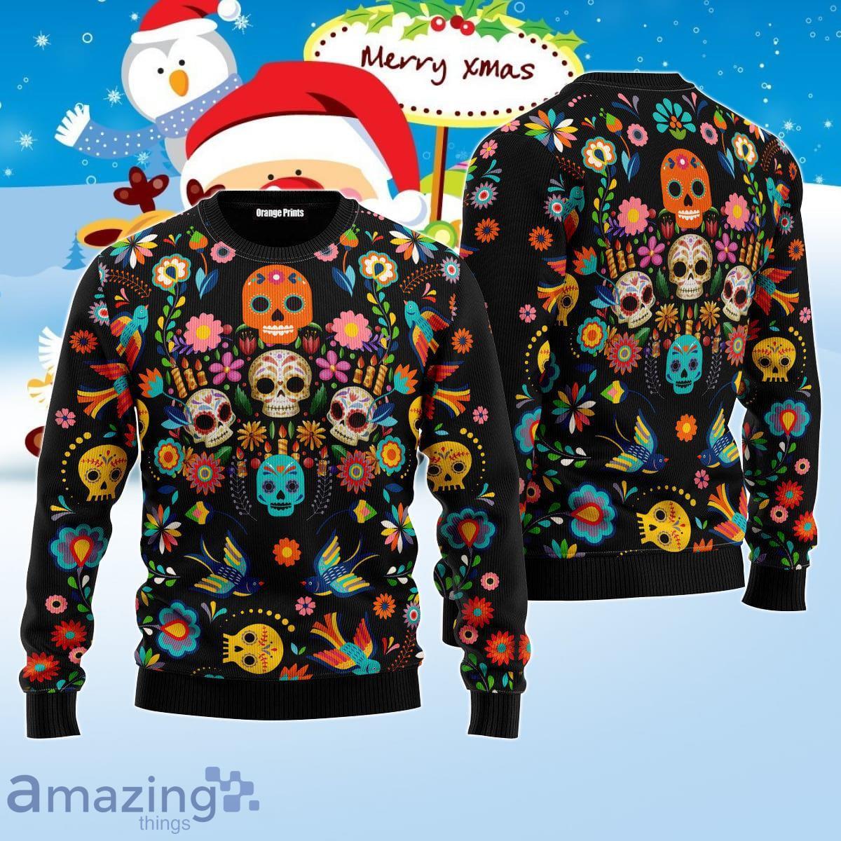 Sugar Skull Ugly Christmas Sweater Unique Gift Product Photo 1