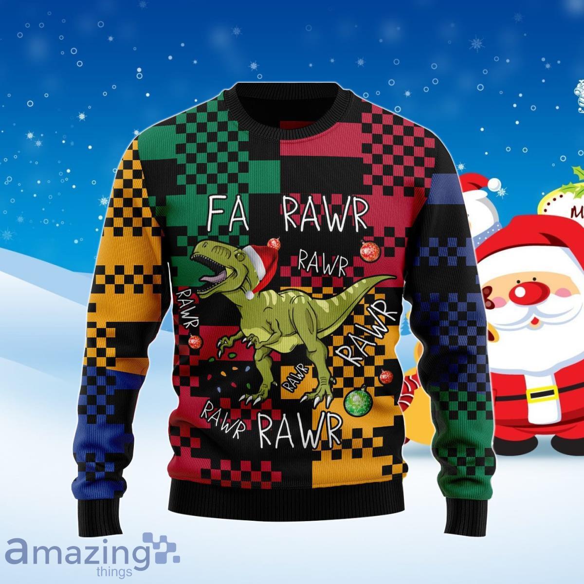 T Rex Rawr Rawr Rawr Ugly Christmas Sweater Unique Gift Product Photo 1