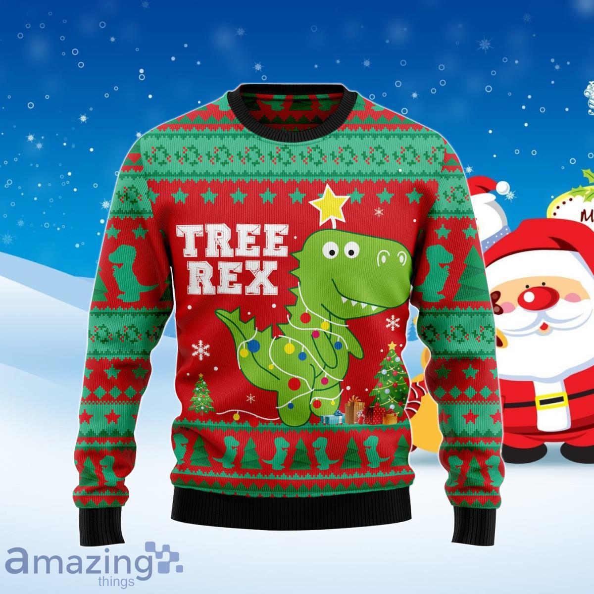 T Rex Tree Christmas Ugly Christmas Sweater Unique Gift Product Photo 1