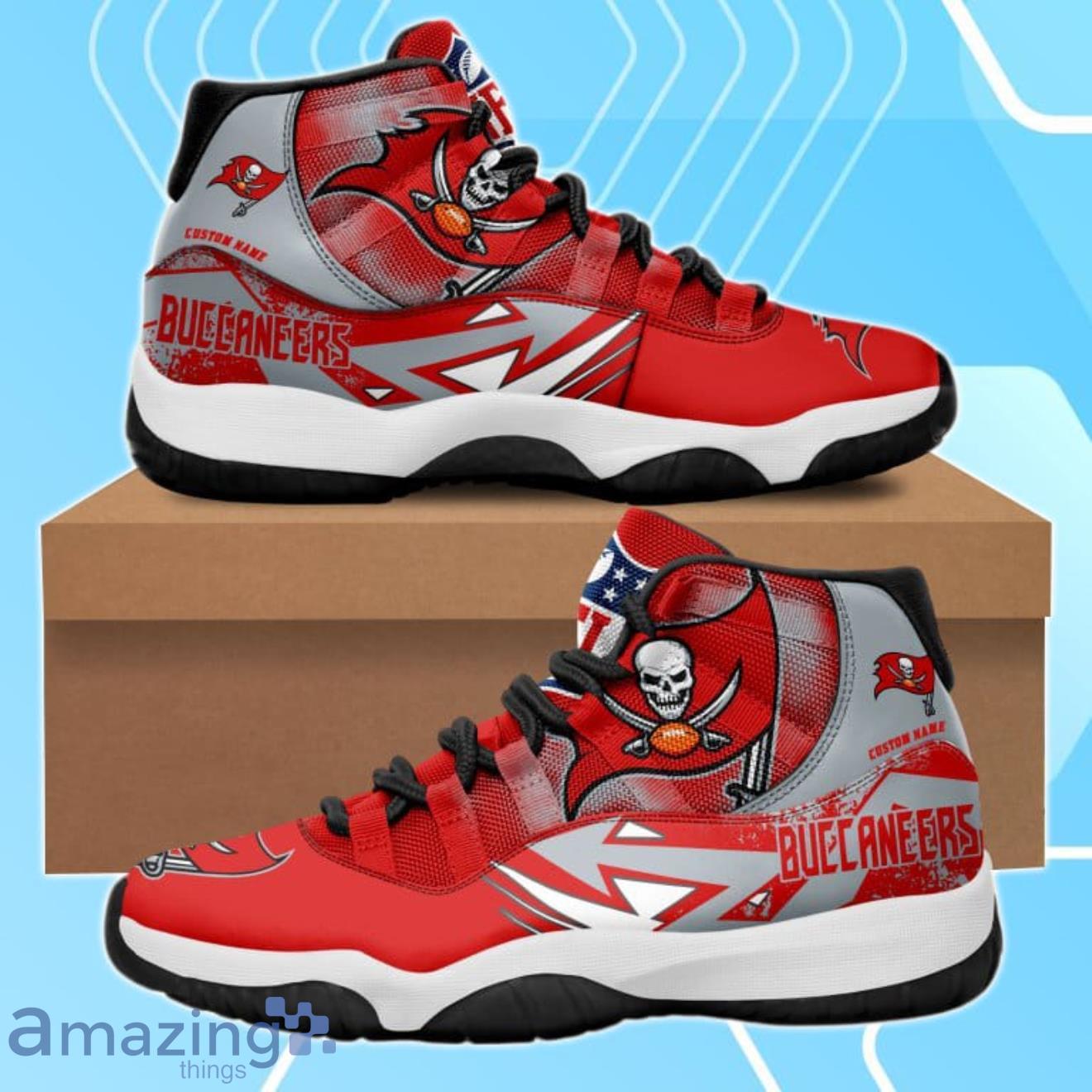 Tampa Bay Buccaneers Custom Name Air Jordan 11 Sneaker Shoes For Sport Fans  - Banantees