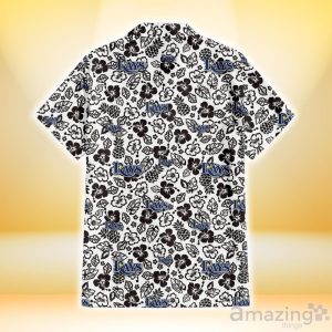 Tampa Bay Rays Black And White Hibiscus Leaf White Background 3D Hawaiian Shirt Gift For Fans Product Photo 3