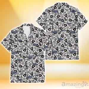 Tampa Bay Rays Black And White Hibiscus Leaf White Background 3D Hawaiian Shirt Gift For Fans Product Photo 1