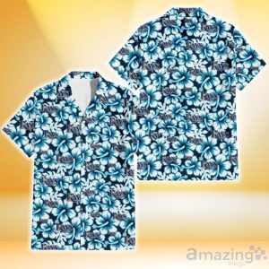 Tampa Bay Rays Blue Line White Hibiscus Black Background 3D Hawaiian Shirt Gift For Fans Product Photo 1