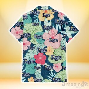 Tampa Bay Rays Colorful Sketch Hibiscus Dark Green Background 3D Hawaiian Shirt Gift For Fans image Tampa Bay Rays Colorful Sketch Hibiscus Dark Green Background 3D Hawaiian Shirt Gift For Fans Product Photo 3