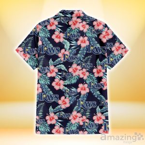 Tampa Bay Rays Pink Blue Hibiscus White Background 3D Hawaiian