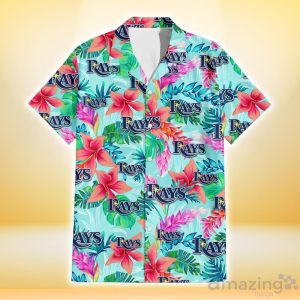 Tampa Bay Rays Coral Porcelain Flower Violet Orchid Light Blue Background 3D Hawaiian Shirt Gift For Fans Product Photo 2