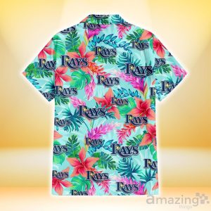 Tampa Bay Rays Coral Porcelain Flower Violet Orchid Light Blue Background 3D Hawaiian Shirt Gift For Fans Product Photo 3