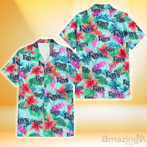 Tampa Bay Rays Coral Porcelain Flower Violet Orchid Light Blue Background 3D Hawaiian Shirt Gift For Fans Product Photo 1