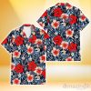 Tampa Bay Rays Coral Red Hibiscus Blue Palm Leaf Black Background 3D Hawaiian Shirt Gift For Fans