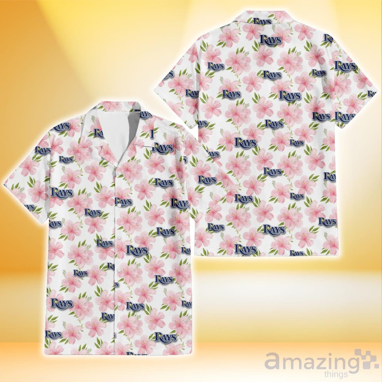 Tampa Bay Rays Light Pink Hibiscus White Background 3D Hawaiian