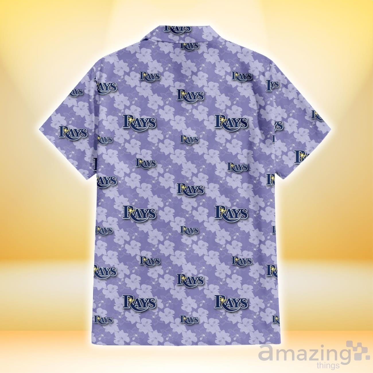 Tampa Bay Rays Light Purple Hibiscus Pattern Stripe Powder Purple 3D  Hawaiian Shirt Gift For Fans