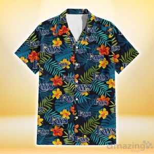 Tampa Bay Rays Orange Yellow Green Leaf Black Background 3D Hawaiian Shirt Gift For Fans Product Photo 2