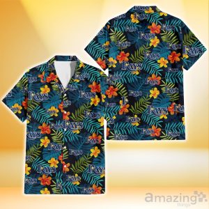 Tampa Bay Rays Orange Yellow Green Leaf Black Background 3D Hawaiian Shirt Gift For Fans Product Photo 1