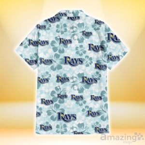 Tampa Bay Rays Pale Turquoise Hibiscus Light Cyan Background 3D Hawaiian Shirt Gift For Fans image Tampa Bay Rays Pale Turquoise Hibiscus Light Cyan Background 3D Hawaiian Shirt Gift For Fans Product Photo 3