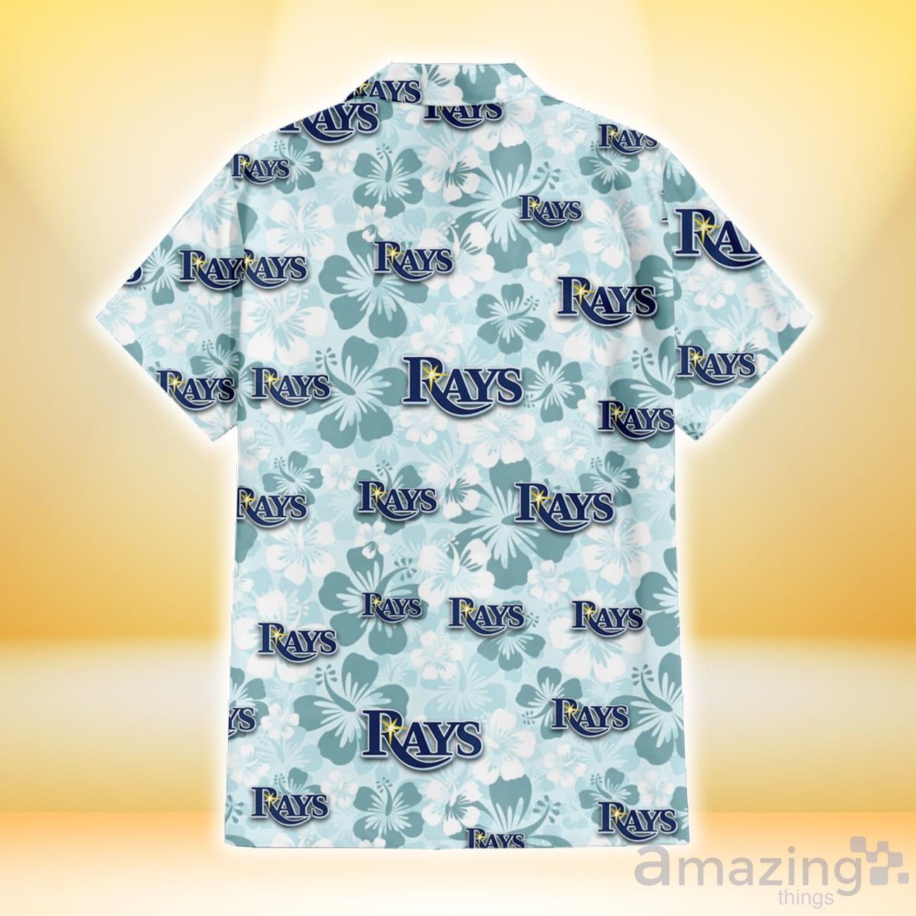 Tampa Bay Rays Pale Turquoise Hibiscus Light Cyan Background 3D Hawaiian Shirt Gift For Fans image Tampa Bay Rays Pale Turquoise Hibiscus Light Cyan Background 3D Hawaiian Shirt Gift For Fans Product Photo 3