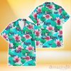 Tampa Bay Rays Pink Hibiscus Green Leaf Blue Background 3D Hawaiian Shirt Gift For Fans