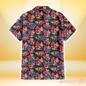 Tampa Bay Rays Pink Hibiscus Orchid Brown Background 3D Hawaiian Shirt Gift For Fans image Tampa Bay Rays Pink Hibiscus Orchid Brown Background 3D Hawaiian Shirt Gift For Fans Product Photo 3