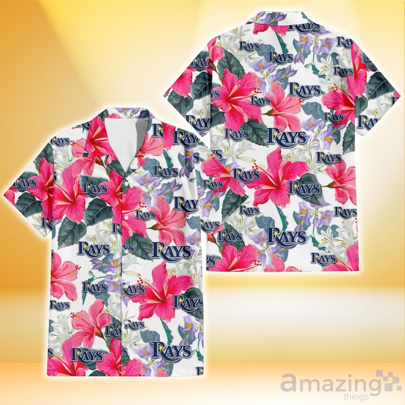 Tampa Bay Rays Light Pink Hibiscus White Background 3D Hawaiian