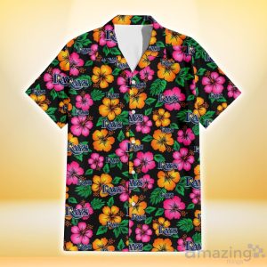 Tampa Bay Rays Pink Orange Black Background 3D Hawaiian Shirt Gift For Fans image Tampa Bay Rays Pink Orange Black Background 3D Hawaiian Shirt Gift For Fans Product Photo 2