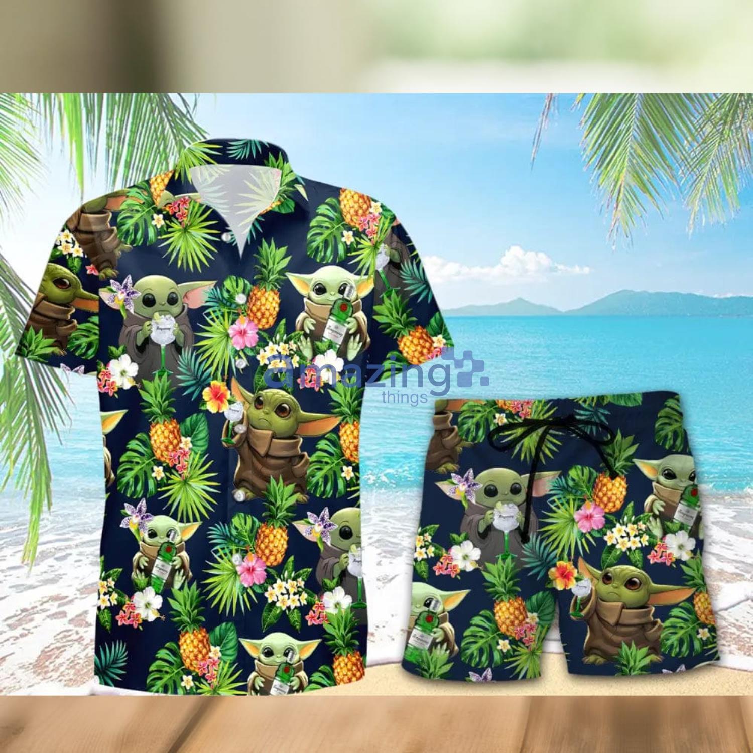Tanqueray Baby Yoda Pineapple Tropical Hawaiian Shirt And Shorts Aloha Summer Gift For Men And Women Product Photo 1