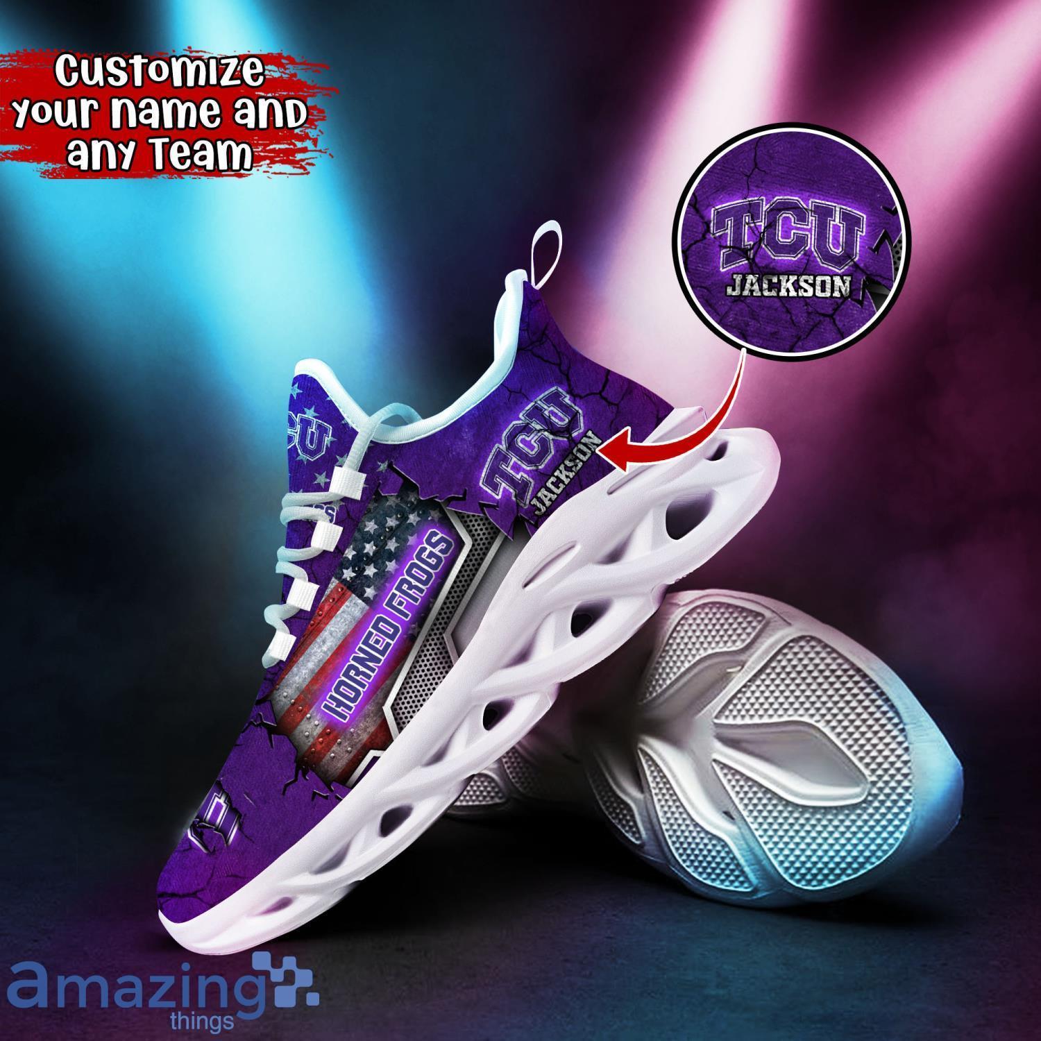 TCU Horned Frogs NCAA1 Clunky Sneakers Custom Name Sport Max Soul Shoes For Fan image TCU Horned Frogs NCAA1 Clunky Sneakers Custom Name Sport Max Soul Shoes For Fan Product Photo 2
