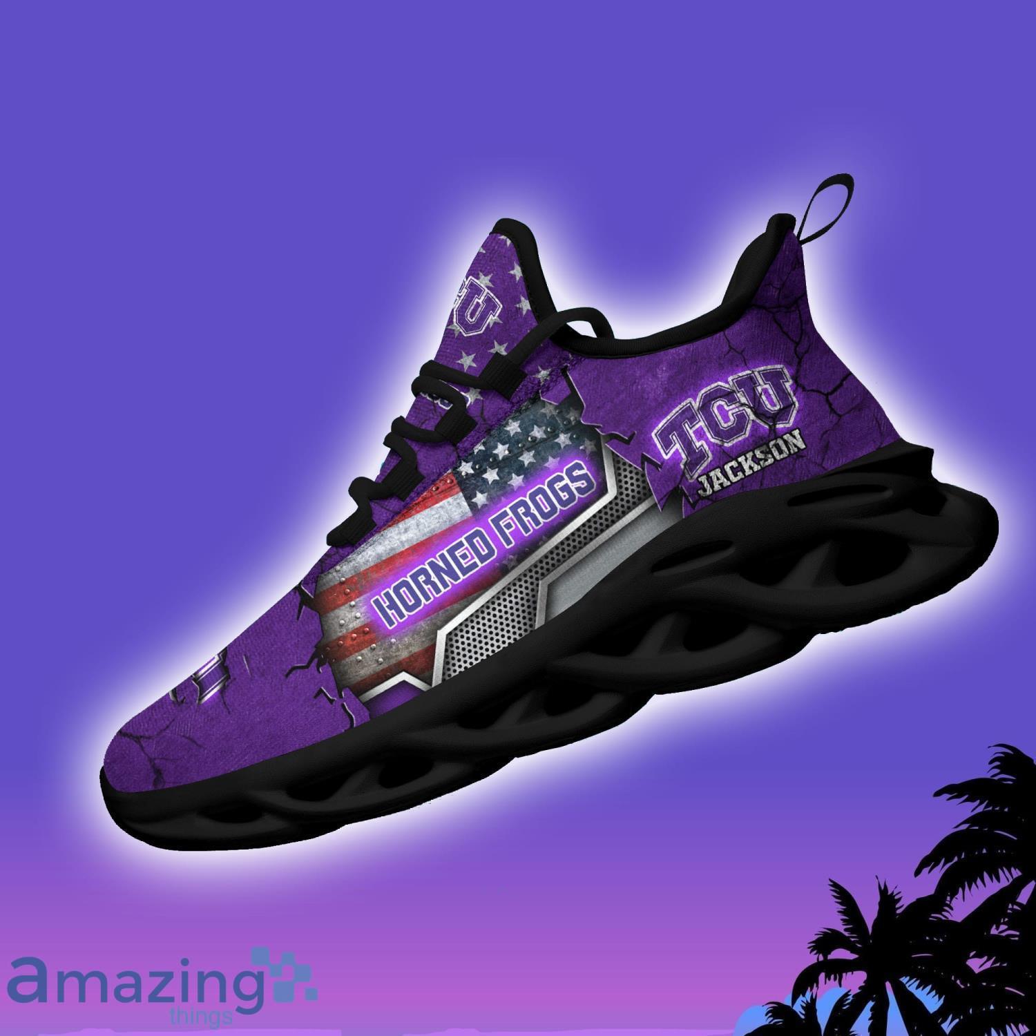 TCU Horned Frogs NCAA1 Clunky Sneakers Custom Name Sport Max Soul Shoes For Fan image TCU Horned Frogs NCAA1 Clunky Sneakers Custom Name Sport Max Soul Shoes For Fan Product Photo 4