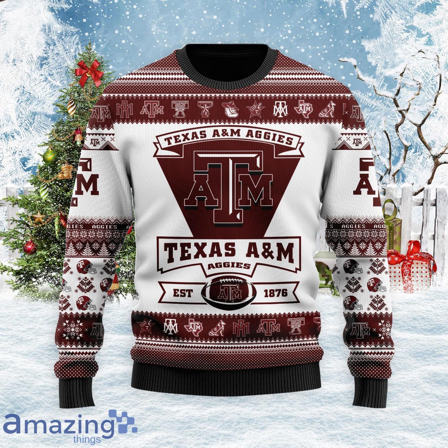 Texas A&M Aggies Football Team Logo Ugly Christmas Sweater Christmas Gift For Sport Fans Product Photo 1