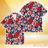 Texas Rangers Coral Red Hibiscus Blue Palm Leaf Black Background 3D Hawaiian Shirt Gift For Fans
