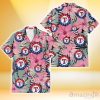 Texas Rangers Light Pink Hibiscus Pale Green Leaf Black Background 3D Hawaiian Shirt Gift For Fans