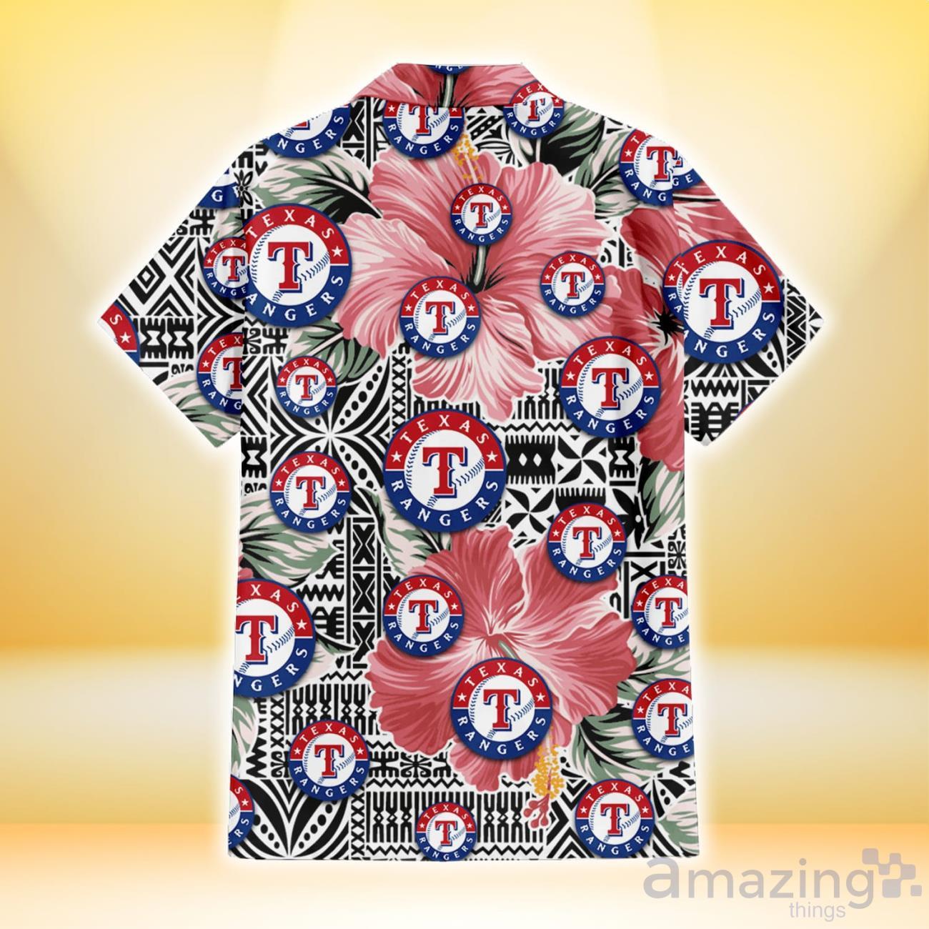 Texas Rangers Red And White Hibiscus Dark Leaf Black Background