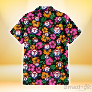 Texas Rangers Pink Orange Black Background 3D Hawaiian Shirt Gift For Fans Product Photo 3